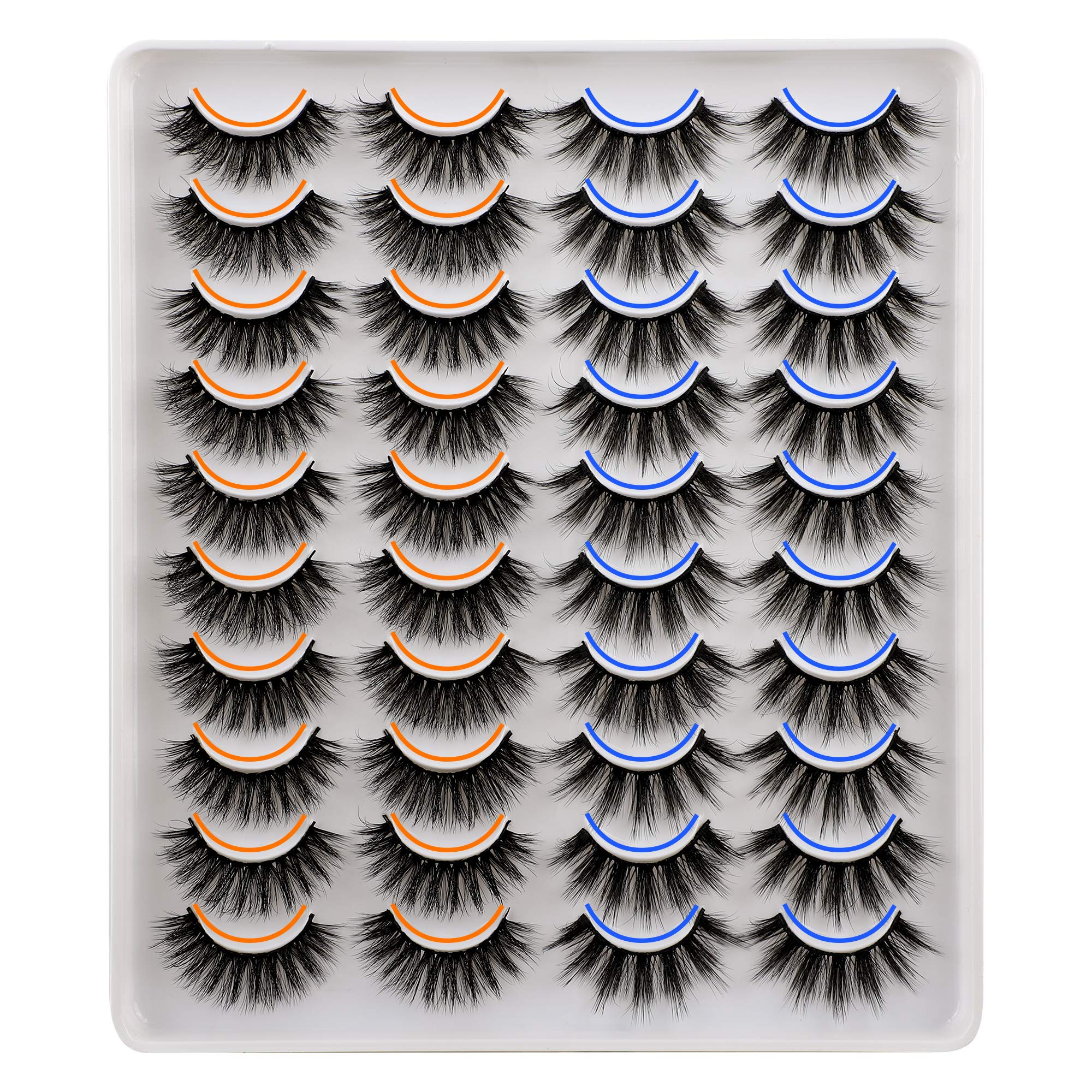 JIMIRE 20 Pairs False Eyelashes 2 Styles Mixed Fluffy Eyelashes Natural Volume Faux Mink Lashes Pack