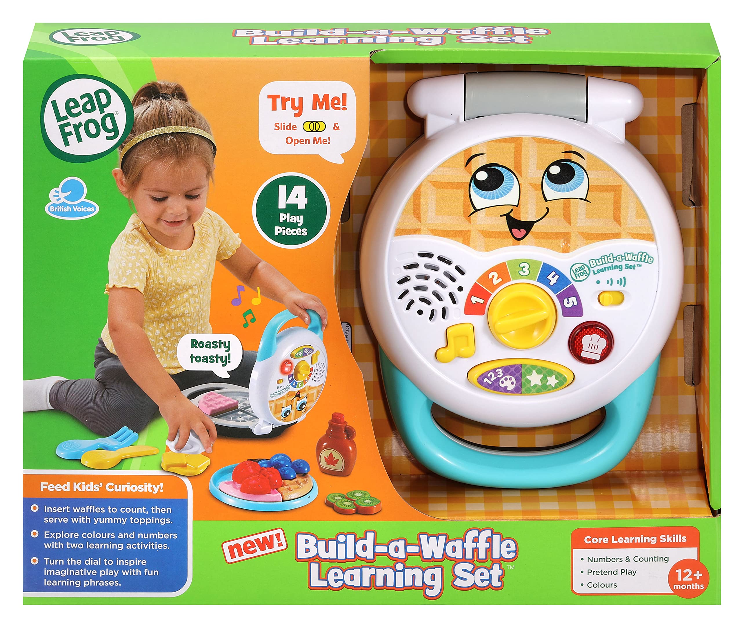 LeapFrog Build-a-Waffle Learning Set, Role Play Kitchen Toy with Lights, Music, Colours & Counting, Toddler Gift for ages 12, 18, 24+ months, English Version