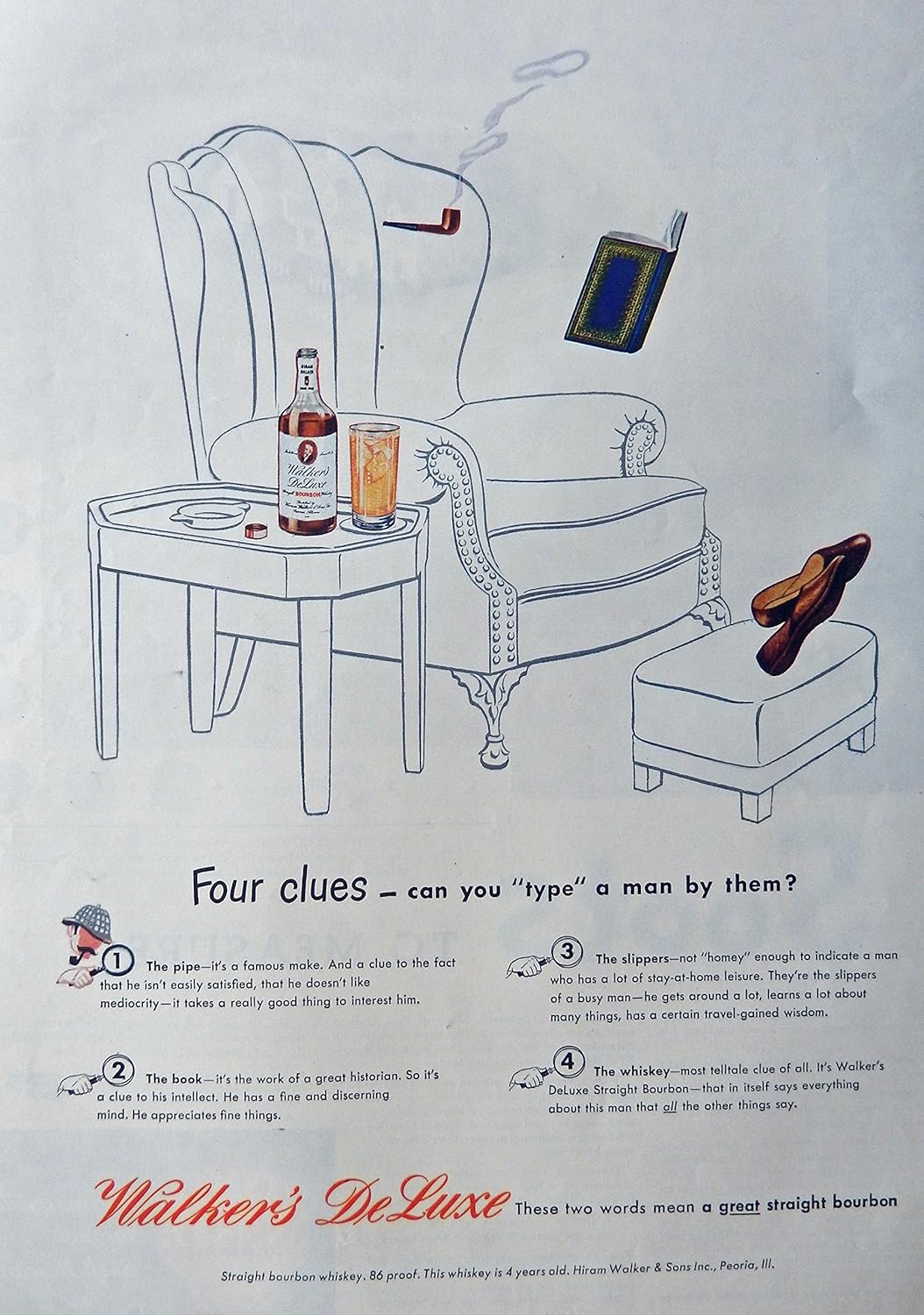 Amazon Com Walker S Deluxe Whiskey 40 S Vintage Print Ad Color