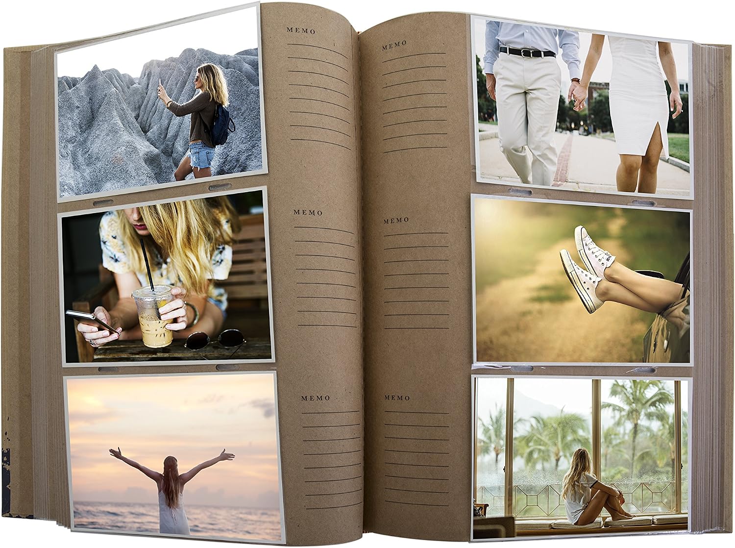 Kenro Green Wood Blue Accent Photo Album with Kraft Paper Cover for 300 Photos 6x4 inch/10x15cm Family Photograph Album - GRW008UE - Image 5