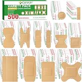 500 Counts Assorted Bandages Bulk Variety Pack,12 Styles Flexible Fabric | Heavy Duty Breathable Bandages Individually Wrapped Used for Emergency Treatment and Skin Wound Care, Latex Free