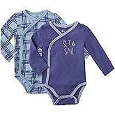 Asher and Olivia Baby Boy's 2-Pack Long-Sleeve Kimono Bodysuit Set