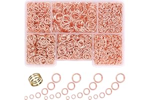 GMMA Rose-Gold Jump Rings for Jewelry Making 1400 Pcs 6 Sizes/Box Jump Rings with Open/Close Tool for Necklace Bracelet Repair Keychains Jewelry Making Supplies (Rose-Gold)