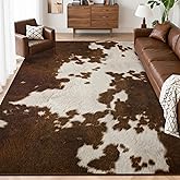 Foxmas Area Rugs for Living Room, 6x9 Feet Cow Print Washable Rug, Non-Slip Low Pile Indoor Floor Cowhide Animal Rug, Carpet for Bedroom Dining Room Laundry Room Western Kitchen Home Office