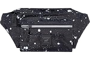 Canada Pooch Everything Dog Walking Fanny Pack - Dog Fanny Pack with Dog Poop Bag Dispenser & Dog Treat Pouch, Great as Dog Training Fanny Pack, Adjustable up to 54” - Splatter