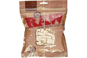 Raw Regular Natural Unrefined Cotton Filter Tips, 8 mm, Pack of 200