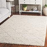 SAFAVIEH Arizona Shag Collection Area Rug - 5'1" x 7'6", Ivory & Beige, Moroccan Boho Design, Non-Shedding & Easy to Clean, I