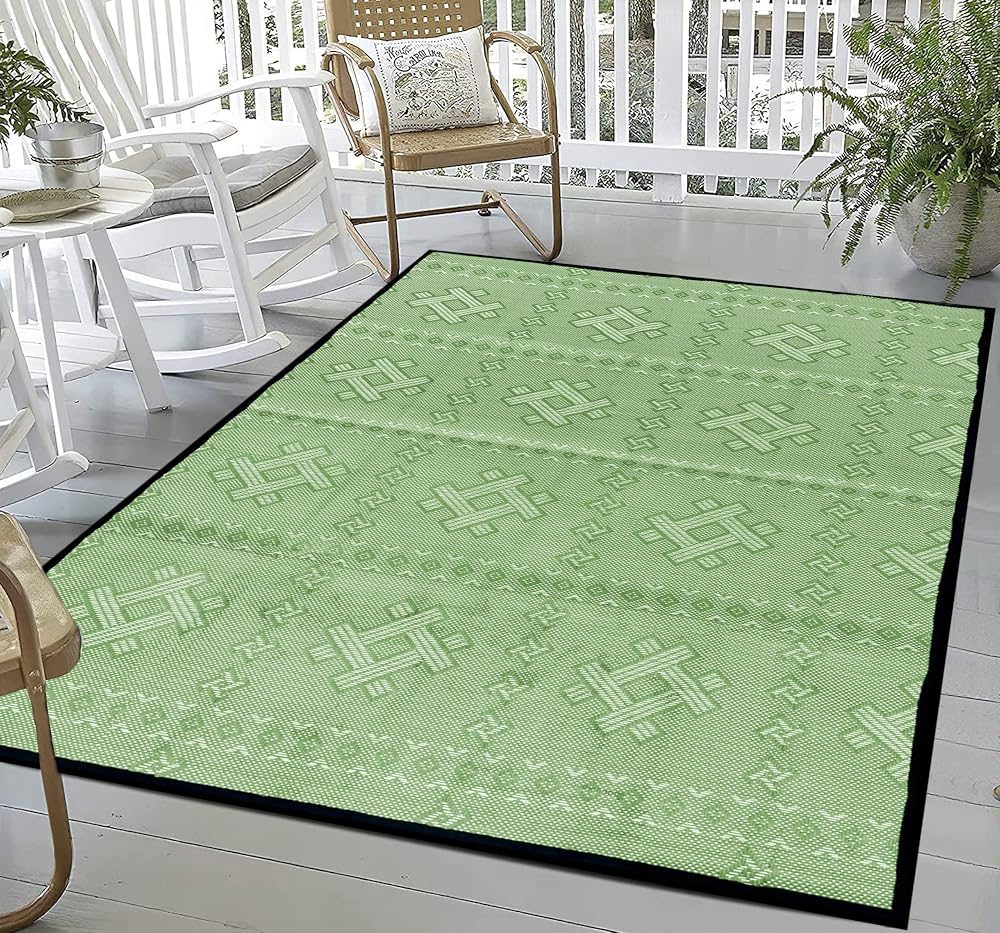 ARSUK Outdoor Plastic Rug 150x100cm Weatherproof Reversible Pattern