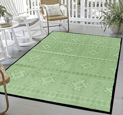 ARSUK Outdoor Plastic Rug 150x100cm Weatherproof Reversible Pattern