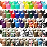 Threlaco 100 Rolls Self Adhesive Bandage Wrap Breathable Elastic Cohesive Bandage Non Woven Medical Wrap Colorful Ankle Tape for Stretch Athletic, Sports, Wrist(Sports Style,2 Inch X 5 Yards)