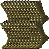 Skyebed 12 Pairs Army Socks Green Military Socks Warm Long Boot Sock Army Cotton Sock for Men Women Working Outdoor Sports