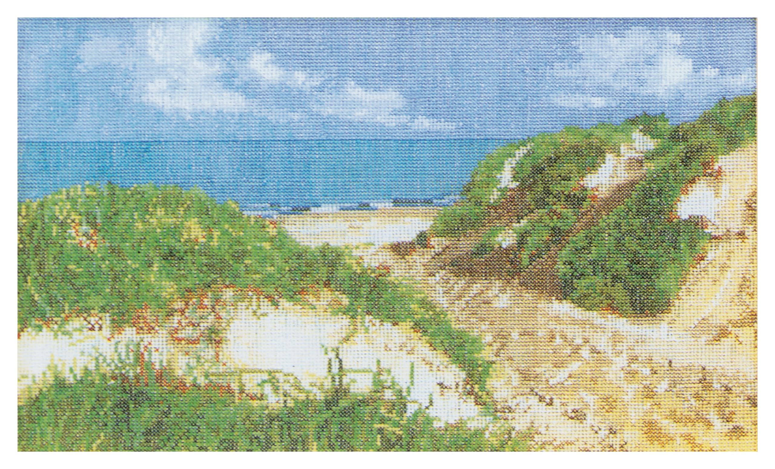 Thea Gouverneur - Counted Cross Stitch Kit - The Seashore - Linen - 32 Count - Embroidery Kit for Adults - DMC Embroidery Threads and Other Cross Stitch Supplies Included - 1052
