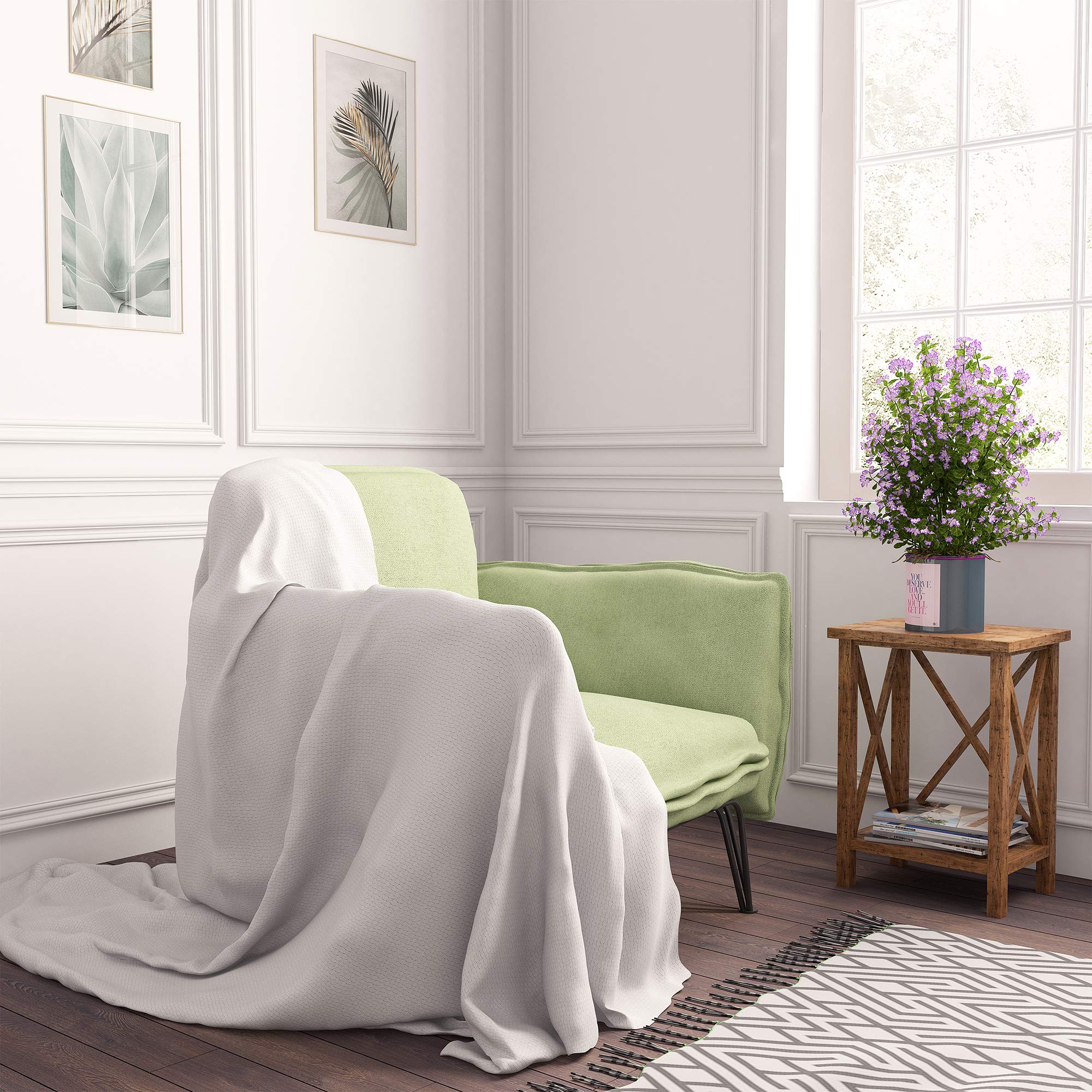 COSY Cellular Blanket Coverlet Throw Bedspread 100% Cotton, White (190 x 240 cm)