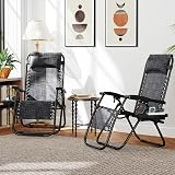 Yaheetech Zero Gravity Chairs Outdoor Foldable Loungers Gray Set of 2 view 6