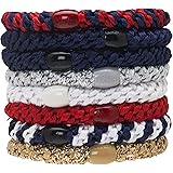L. Erickson Grab & Go Ponytail Holders, Americana, Set of Eight - Exceptionally Secure with Gentle Hold