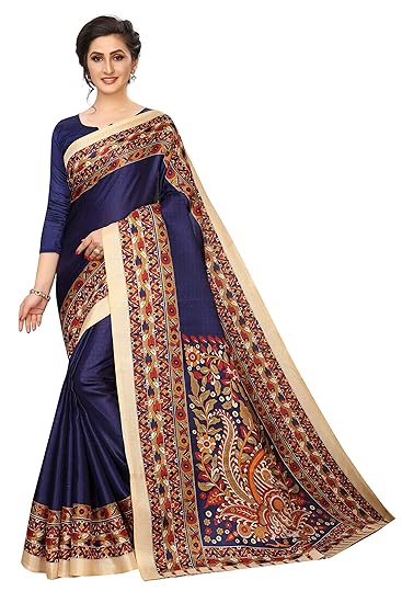 Hasti Womens Khadi Silk Saree With Blouse Piece(Navy)