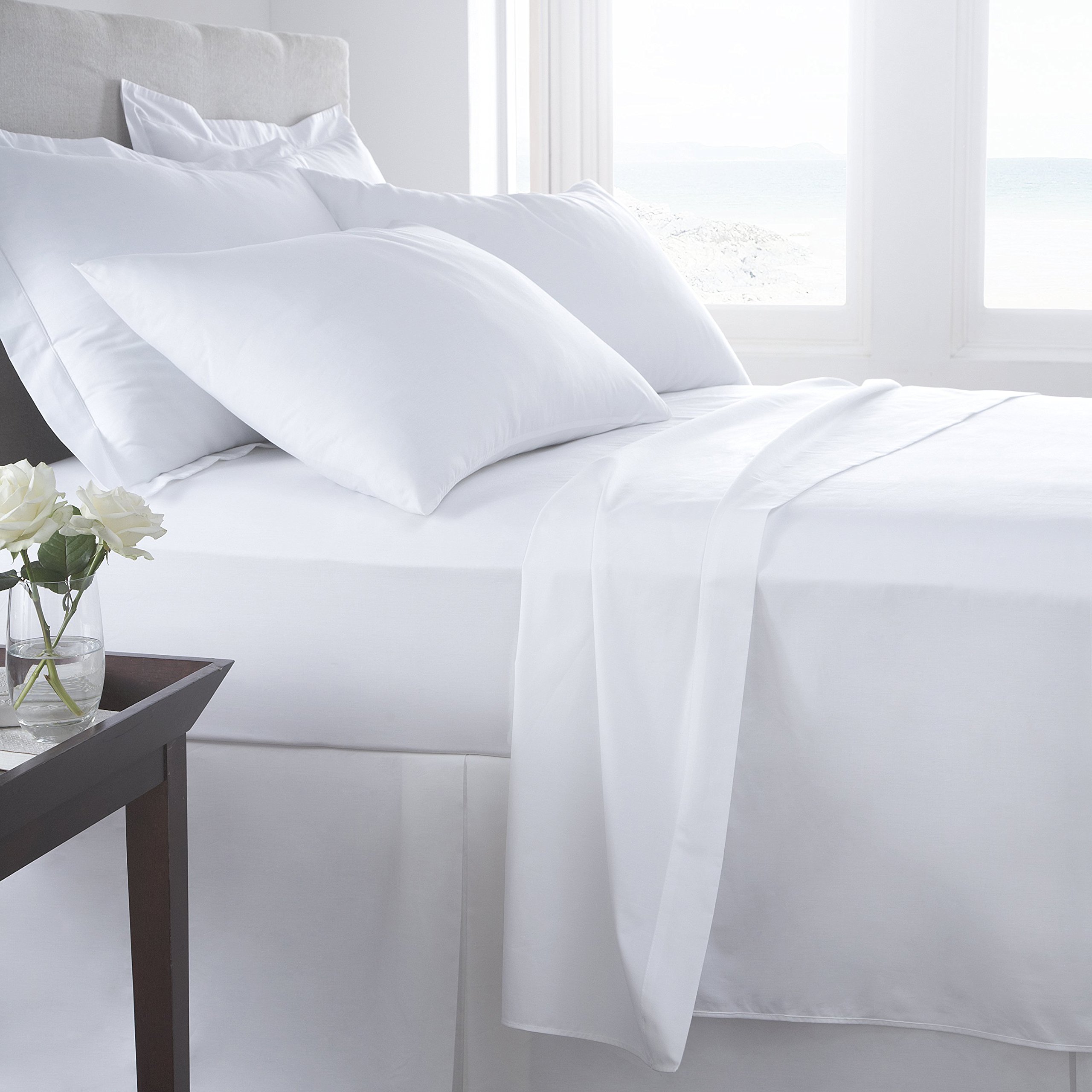 Comfy Nights Extra Deep 16"(40Cm) 400 Thread Count Sateen Egyptian Cotton Fitted Sheets (White, Single)