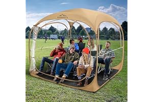 Baobrava Pop Up Sports Tent - Thick PVC, Scratch-Resistant Bubble Clear Tent, Instant Weather Proof Pod with Extra Top Cover for Soccer, Football Games, Outdoor Events, 1-6 Person
