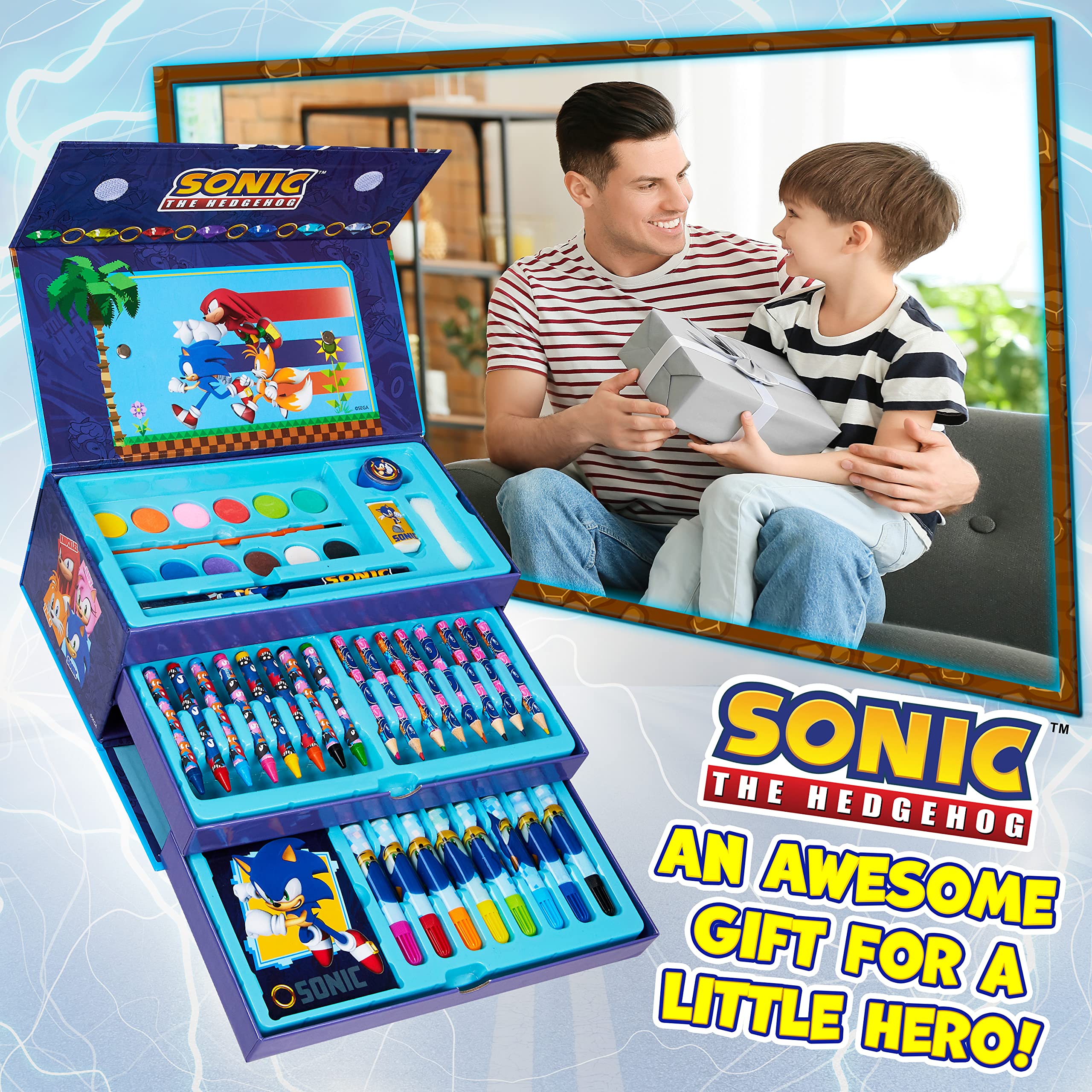 SONIC THE HEDGEHOG Colored Pencils Art Supplies Kids Drawing Kit School Supplies Set Coloring Painting Drawing Pencils Crayons Gifts for Boys