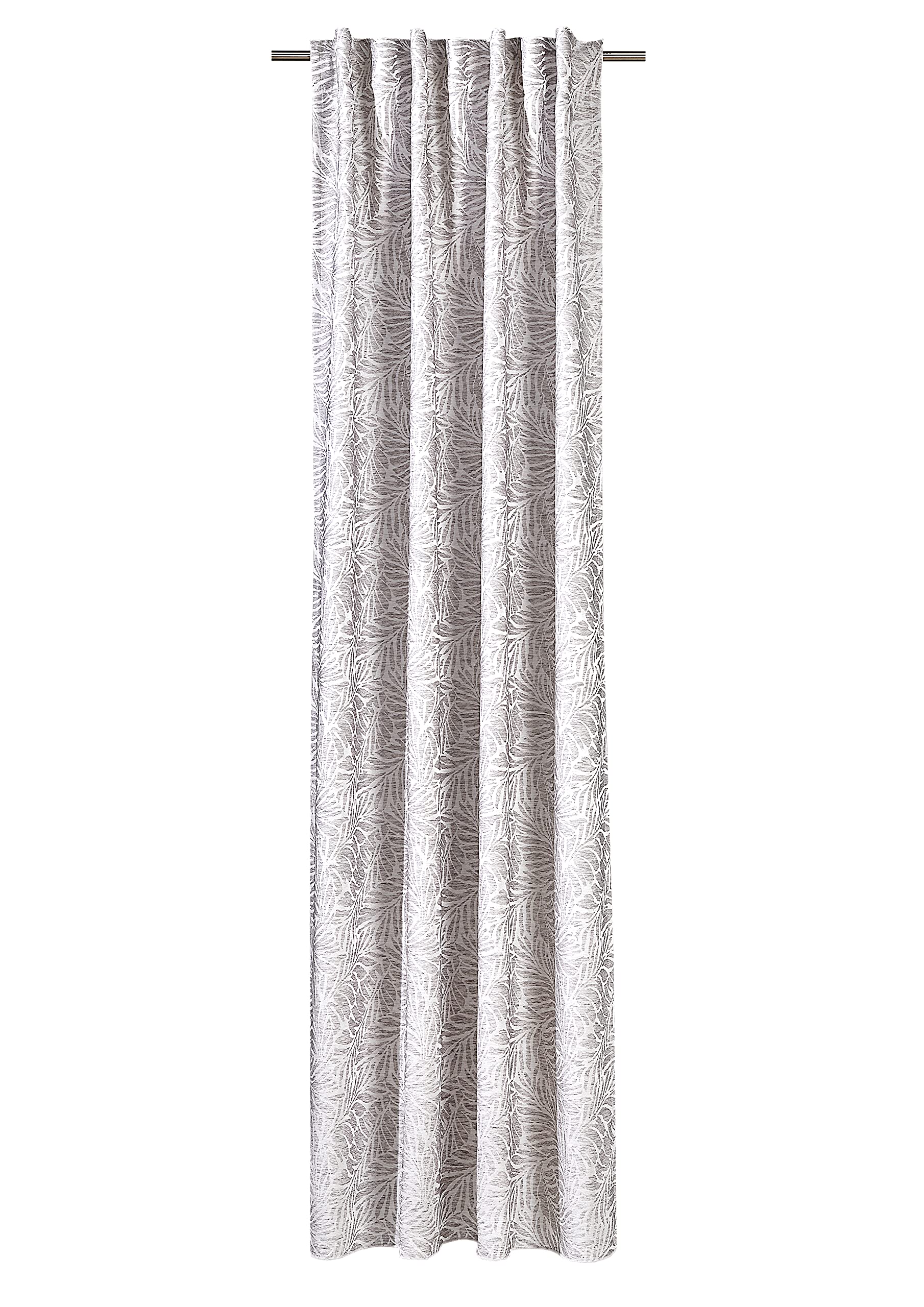 Verdi Maurice Tab-Top Curtain 140 x 245 cm Grey Jacquard Fabric Leaf Pattern Opaque