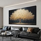 Wall Art Gold Tree Of Life Modern Wall Art Artwork Canvas Art Wall Decor Painting Gold Tree Pictures Abstract Wall Decor For Living Room Bedroom Dining Room Home Office Artwork Ready To Hang 24"X 48"