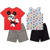 Disney Mickey Mouse Boys 4 Piece Tank Top T-Shirt Athletic Shorts Set