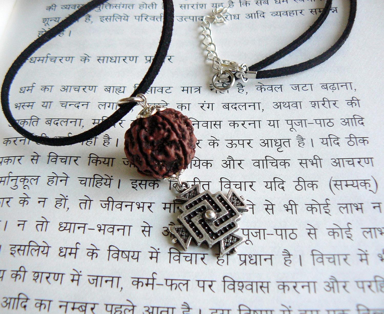 Rudraksha Hindu Swastika Symbol Pendant Prosperity Amulet