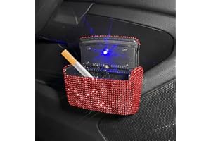 POMELO LITCHI PITAYA Car Cigarette Ashtray Air Outlet Ashtray Auto Car Cigarette Ashtray with Lid Blue LED Light Indicator Smokeless Ash for Car Cup Holder(Red)
