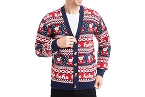 *DAISYSBOUTIQUE* Men's Christmas Rudolph Reindeer Holiday Festive Knitted Sweater Cardigan Cute Ugly Pullover Jumper