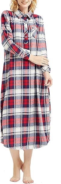 Pnaeong Women S 100 Cotton Woven Flannel Nightgowns Full Length Long