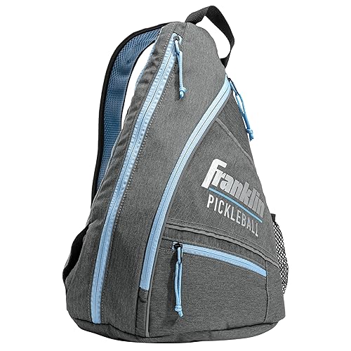 Franklin Sports Pickleball Bags - Pickleball Sling Bag Backpack for Gear + Equipment - Bag for Men Women - Holds Paddles, Balls + Accessories - Gray + Blue