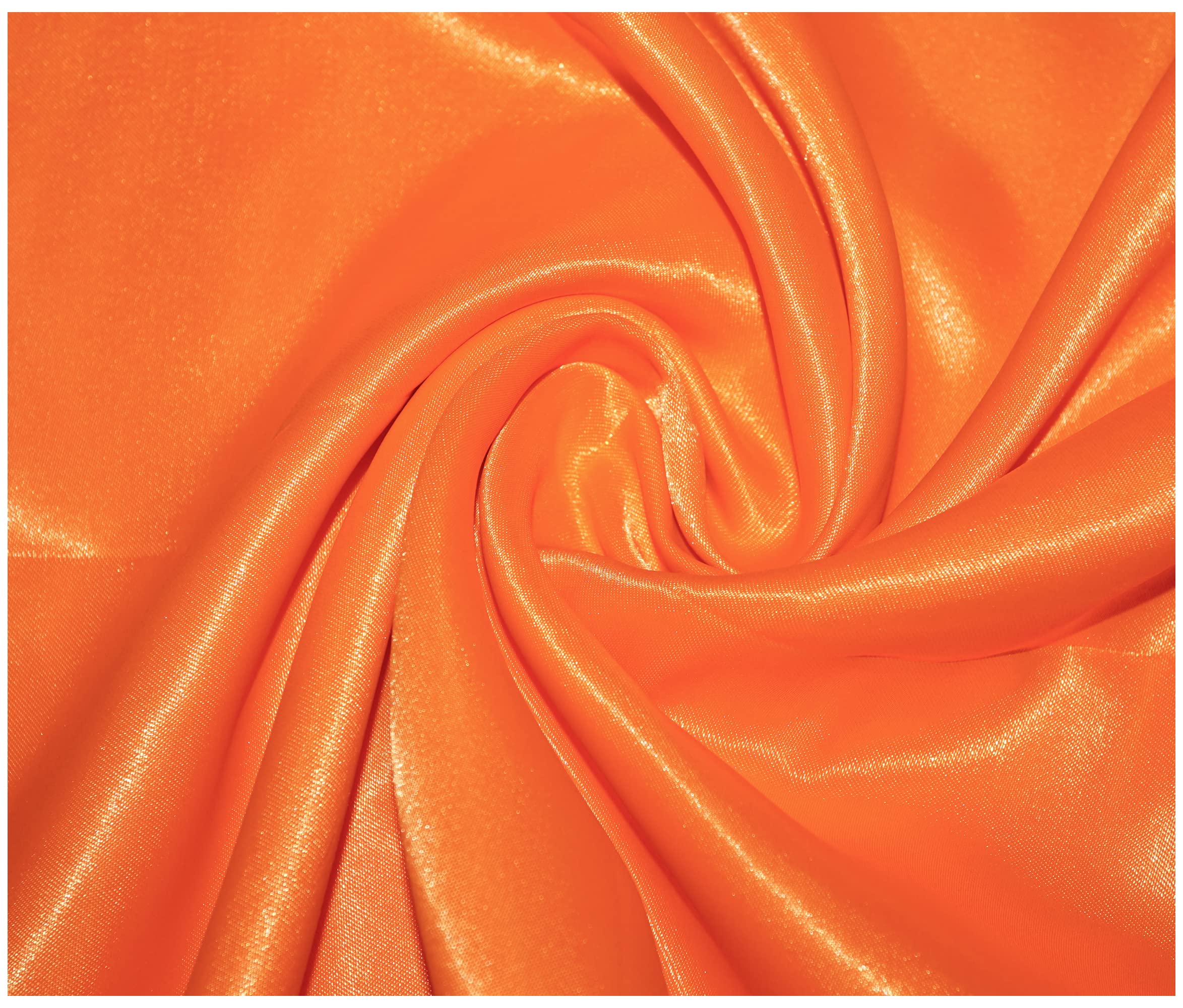 Silky Satin Polyester Fabric for Dressmaking Wedding Crafts Quilting Sewing 150cm Wide (500 x 150cm / 197" x 60", Flo Orange)