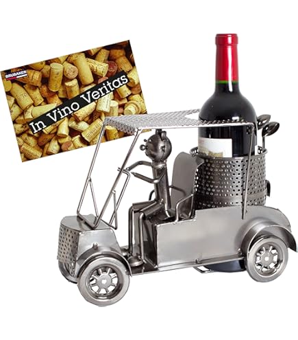 Metal BBQ Chef Wine Bottle Holder - Decorative Stand For 750ml Bottles (Charcoal Color)