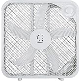Genesis 20" Box Fan, 3 Settings, Max Cooling Technology, Carry Handle, White (G20BOX-WHT)