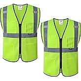 JKSafety Safety Vest for Men Women 10 PCS Hi Vis Construction Vest Reflective Class 2 High Visibility Meet ANSI Standard