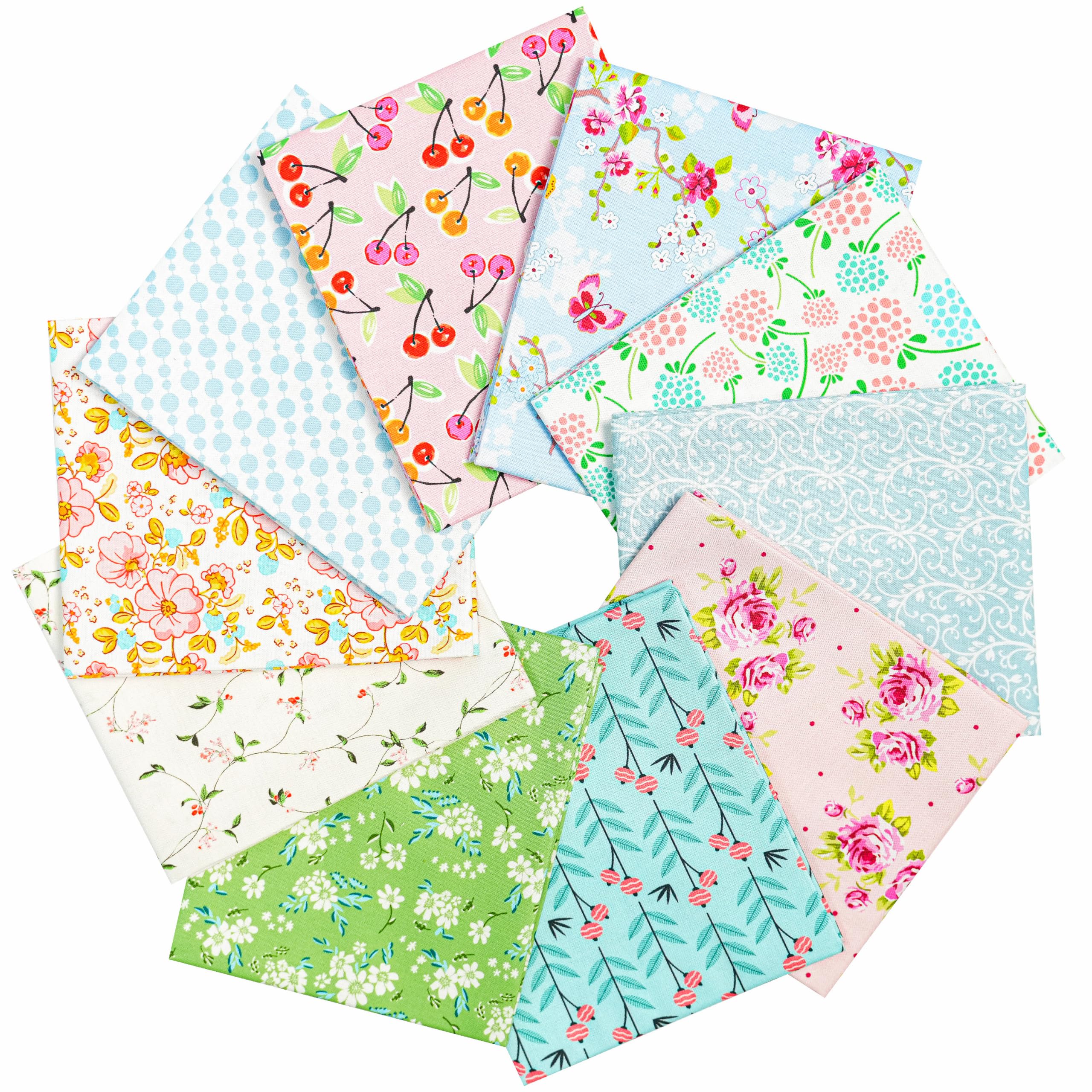 Craftido 10pcs 18”x21”(46x53cm) Fat Quarters Fabric Bundles - Medium Weight 145g - 100% Cotton Fabric for Quilting, Sewing, Patchwork, DIY and Handmade Crafts - Sweet — image 1