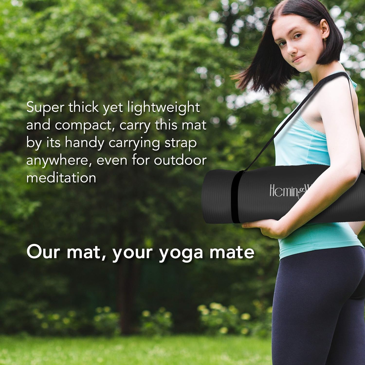 HemingWeigh Super Thick Extra Comfy Moisture-Resistant Durable NBR Yoga Mat 1/4 Inch Light Weight; Perfect for Yoga Exercise Workout Mat with Carrying Strap; 6 x 2 Feet Black : Sports & Outdoors