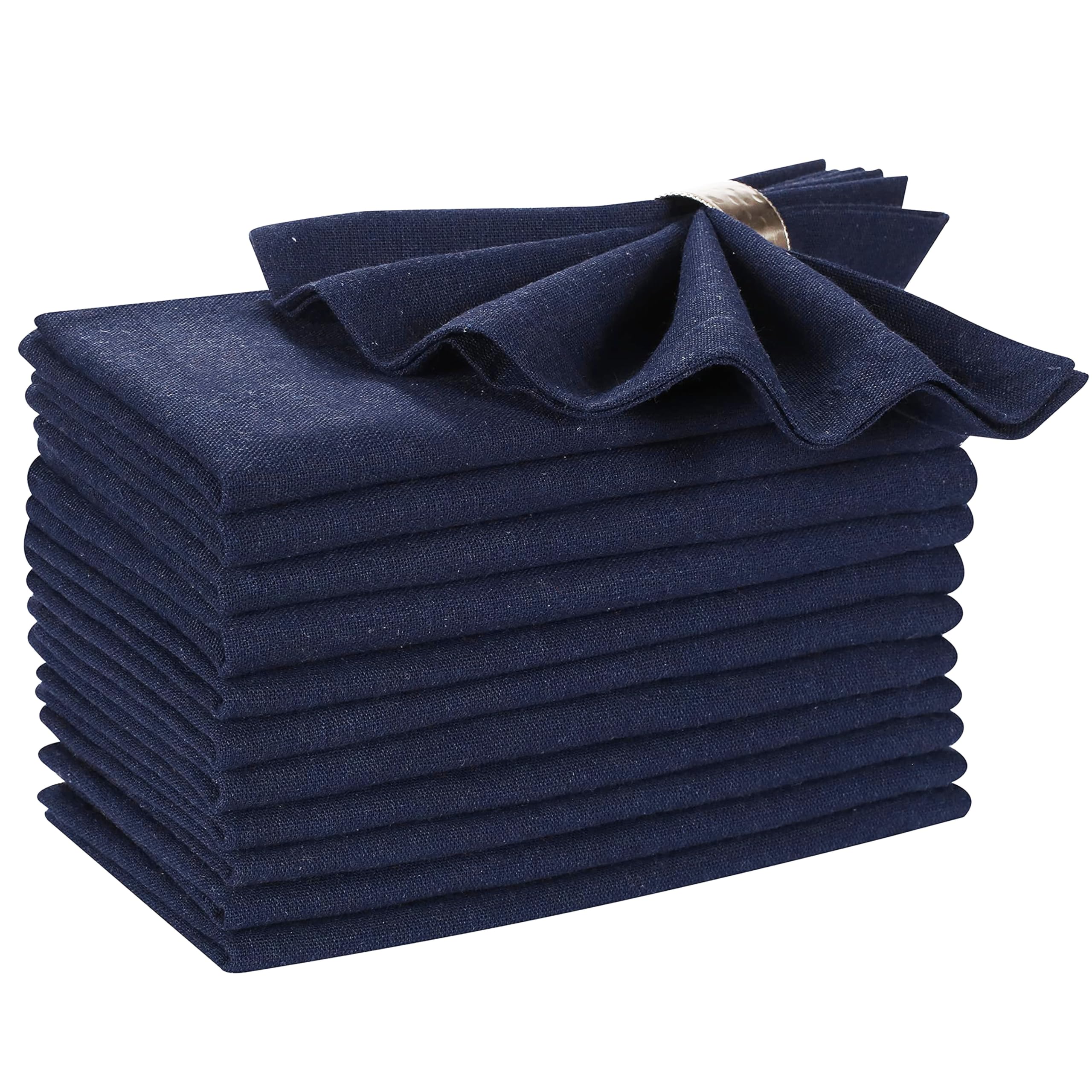 Ramanta Home 100% Cotton Dinner Napkins Set of 12 (46x46 CM) Navy - Reusable Machine Washable Durable Napkins - Ideal for Everyday Use