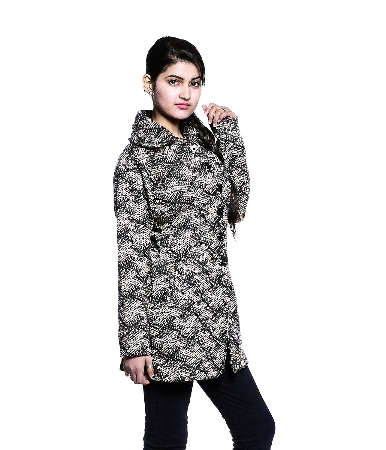 pilot full sleeve coat style woolen women cardigan grey