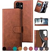 DuckSky for Samsung Galaxy S23 Ultra Genuine Leather Wallet case 【RFID Blocking】【4 Credit Card Holder】【Real Leather】 Flip Folio Book Phone case Protective Cover Women Men for S23Ultra case Light Brown