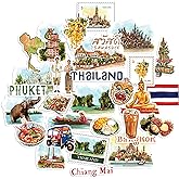 Navy Peony Amazing Thailand Travel Stickers (30pcs)-Watercolor Country Themed Iconic Vacation Decals for Journals, Scrapbooks, Water Bottles