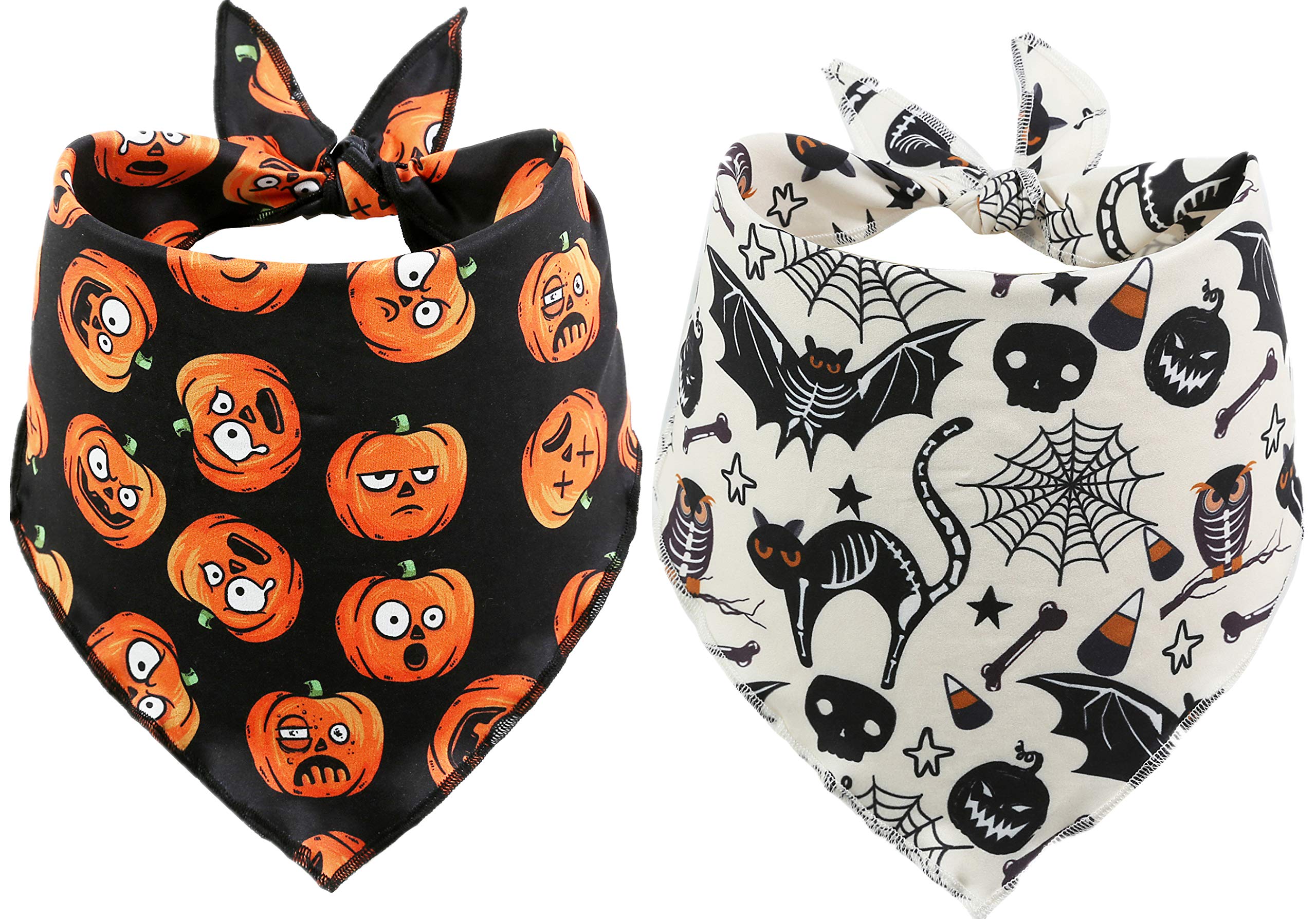 BoomBone 2 Pack Halloween Bandana for Dogs,Triangle Bibs Pet Scarf for Dogs