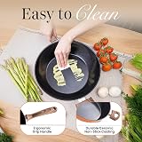 nuovva Non Stick Frying Pan Induction Saute Pan 28cm with Lid Copper Marble view 6