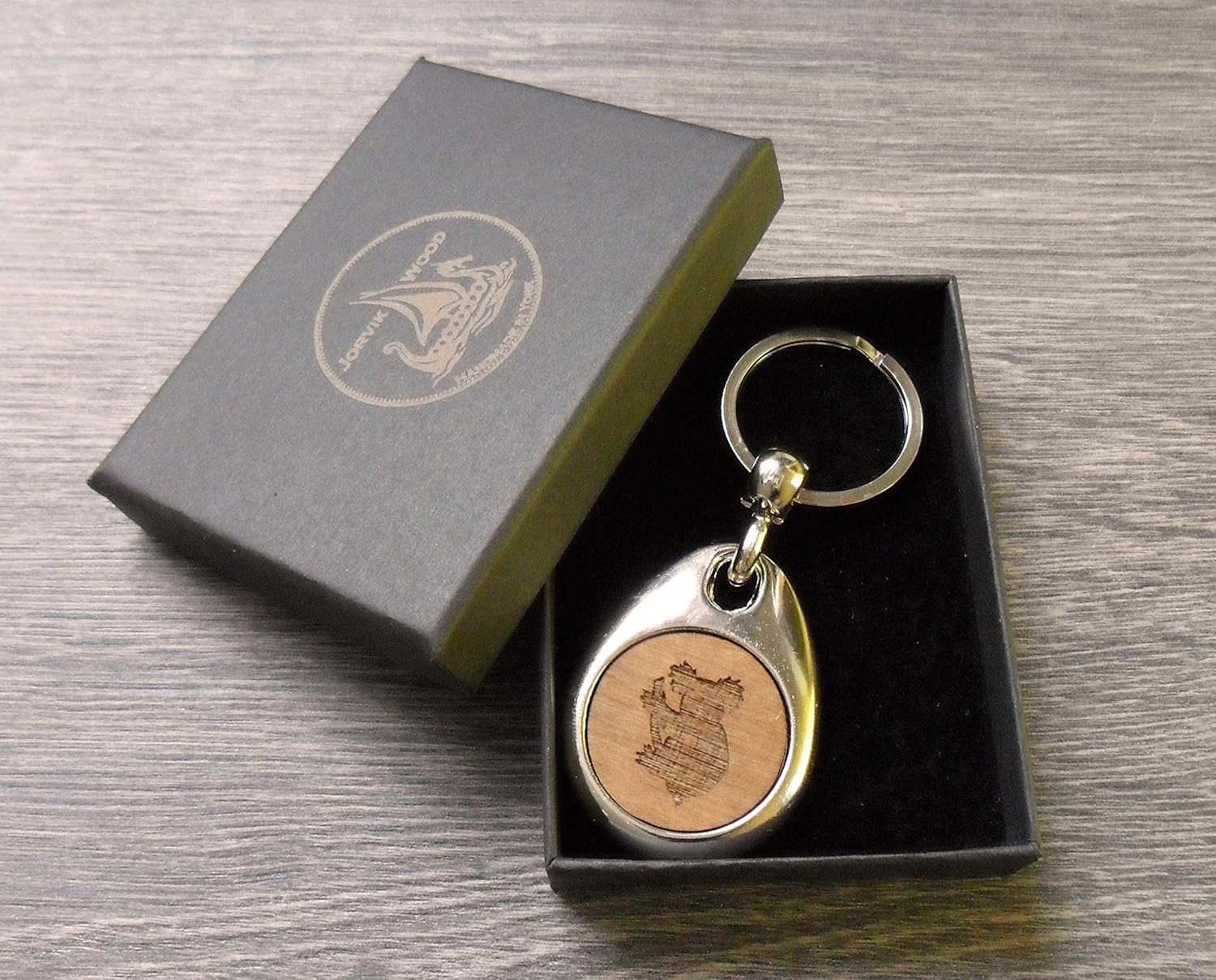 Jorvik Wood Koala Design Wooden Keyring with Gift Box, Brown, 2cm - Image 3