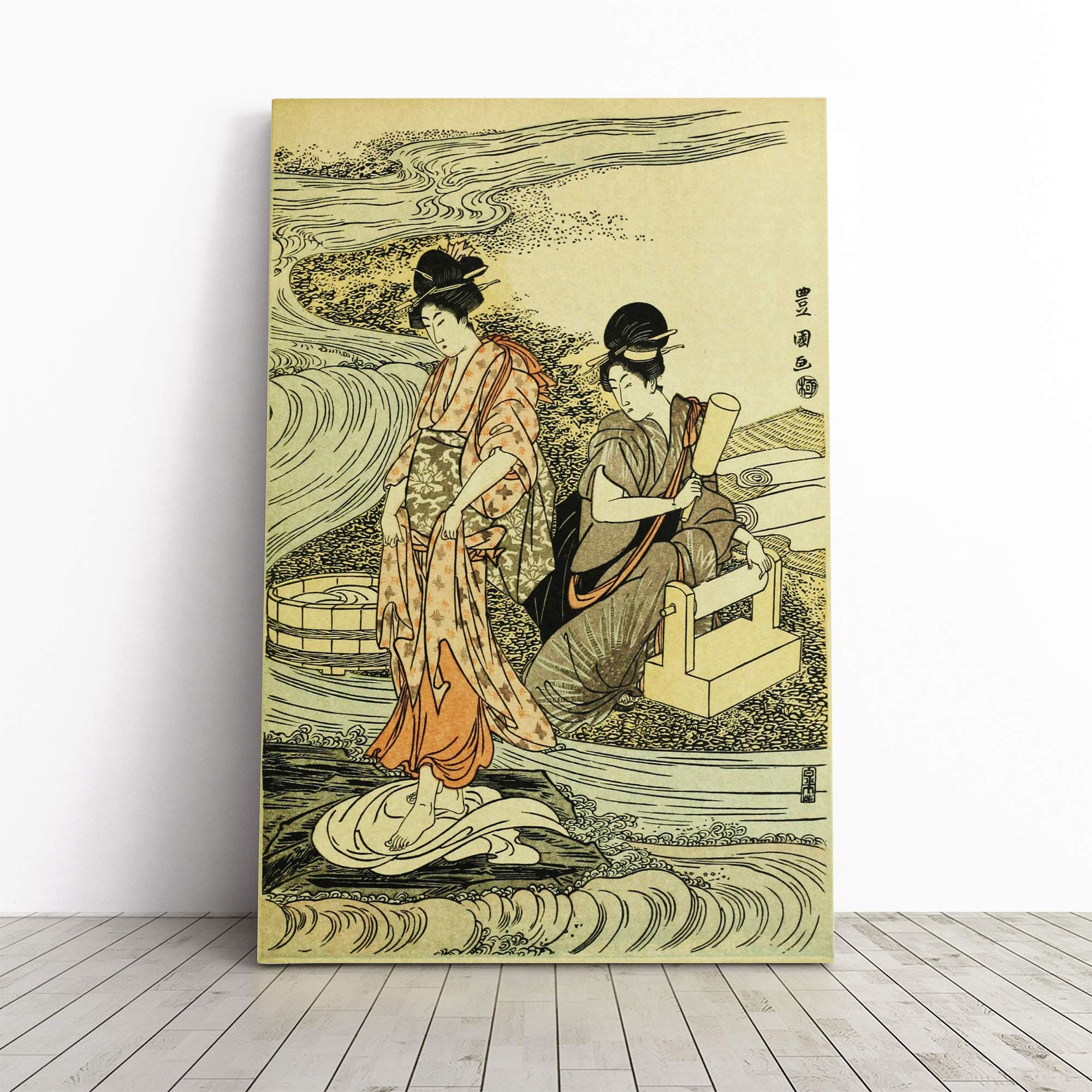 Wall Utagawa Toyokuni Vintage Japanese Oriental Art (15) Canvas Print | Gallery Wrapped 30mm Frame Wall Art | 20x14 inches | Ready to Hang | Asian Picture | Living Room Bedroom Lounge Office
