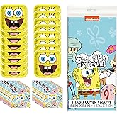 Spongebob Party Supplies Bundle - Unbeatable Value! 2x Dinner Plates (8), 1x Luncheon Napkins (16), 1x Tablecloth (1) - Perfe