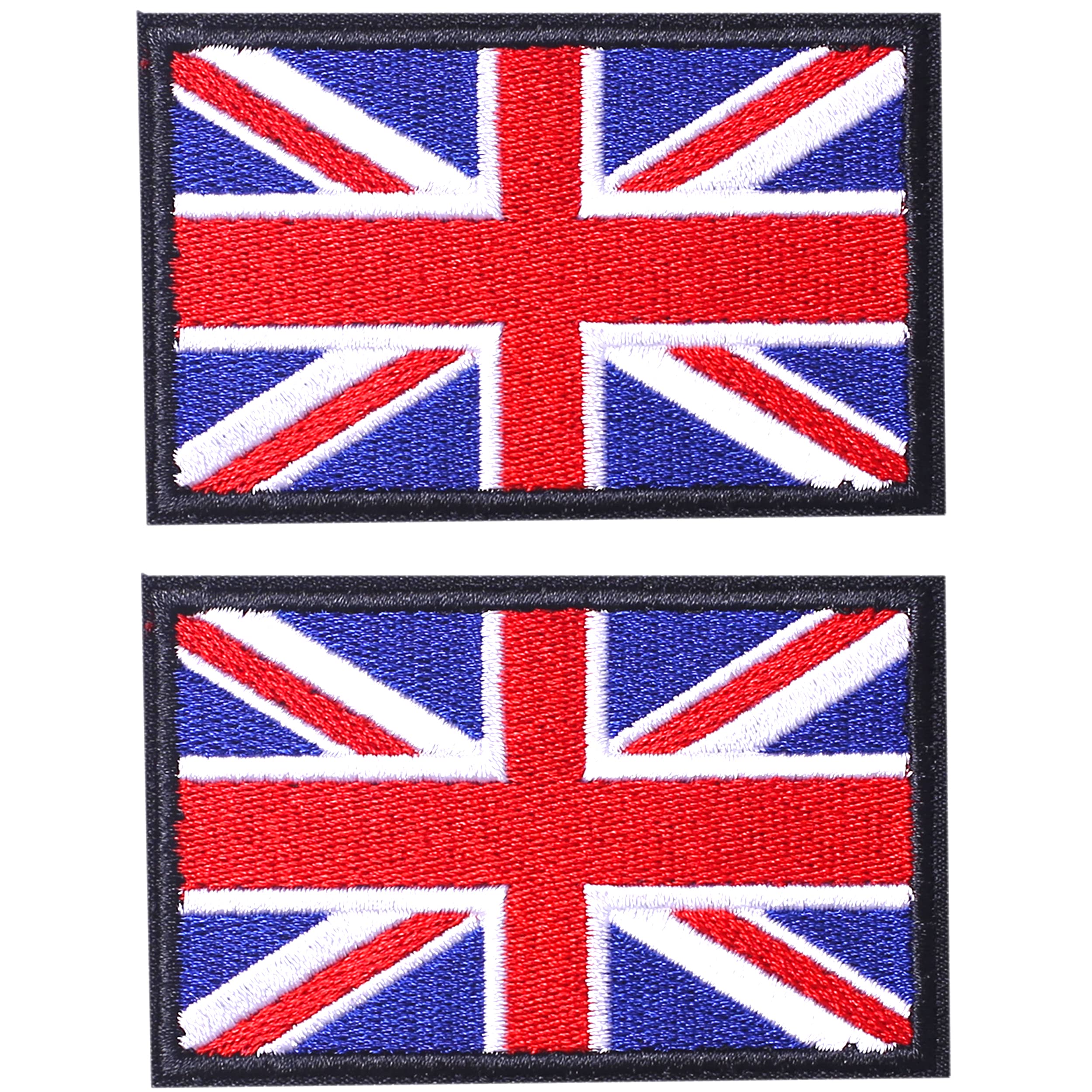 AXEN British Union Jack Patch United Kingdom Flag Patch British Union Patches Tactical Patches Hook and Loop Applique for Military Uniform Tactical Bag Jacket Jeans Hat, 2pcs