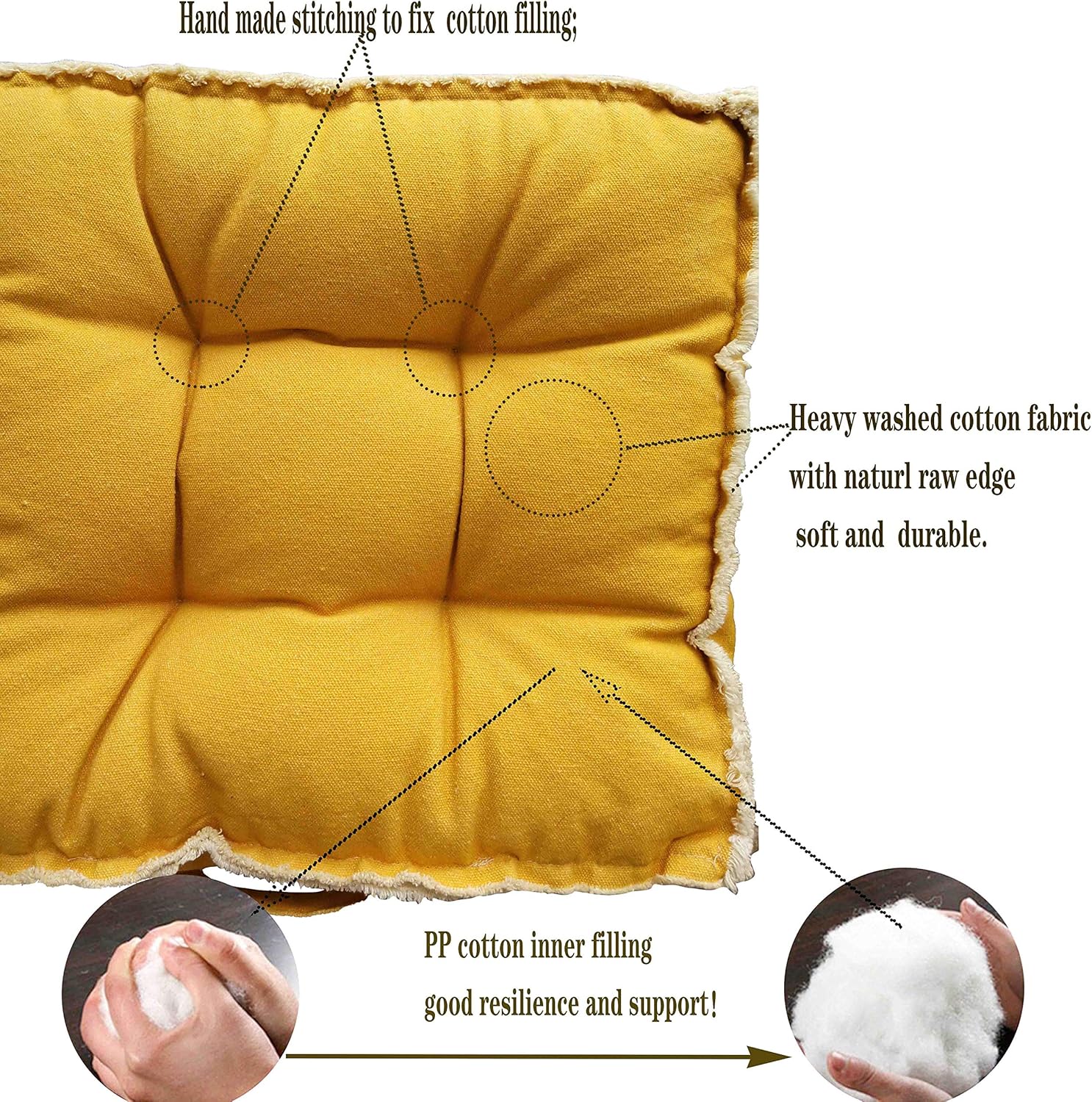 Square Thick Floor Seating Cushions,Solid Thick Tufted Cushion Meditation Pillow for Sitting on Floor, Tatami Pad for Guests or Kids Reading Nook,Yoga Living Room Sofa Balcony Outdoor(Beige): Kitchen & Dining