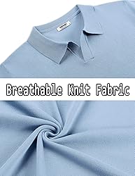 COOFANDY Mens Knit Polo Shirts V Neck Short Sleeve