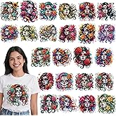 Dazoratix Funny Skull Iron on Transfers - 24 Sheets Mexican Day of the Dead DTF Ready to Press Heat Patches Skeleton Flower Cinco de Mayo Vinyl Stickers Decals for Women T Shirts Clothes Hat DIY Craft